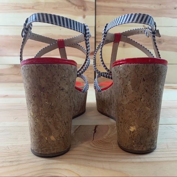 Kate spade stripped cork platform sandals 10.5 - Picture 7 of 16